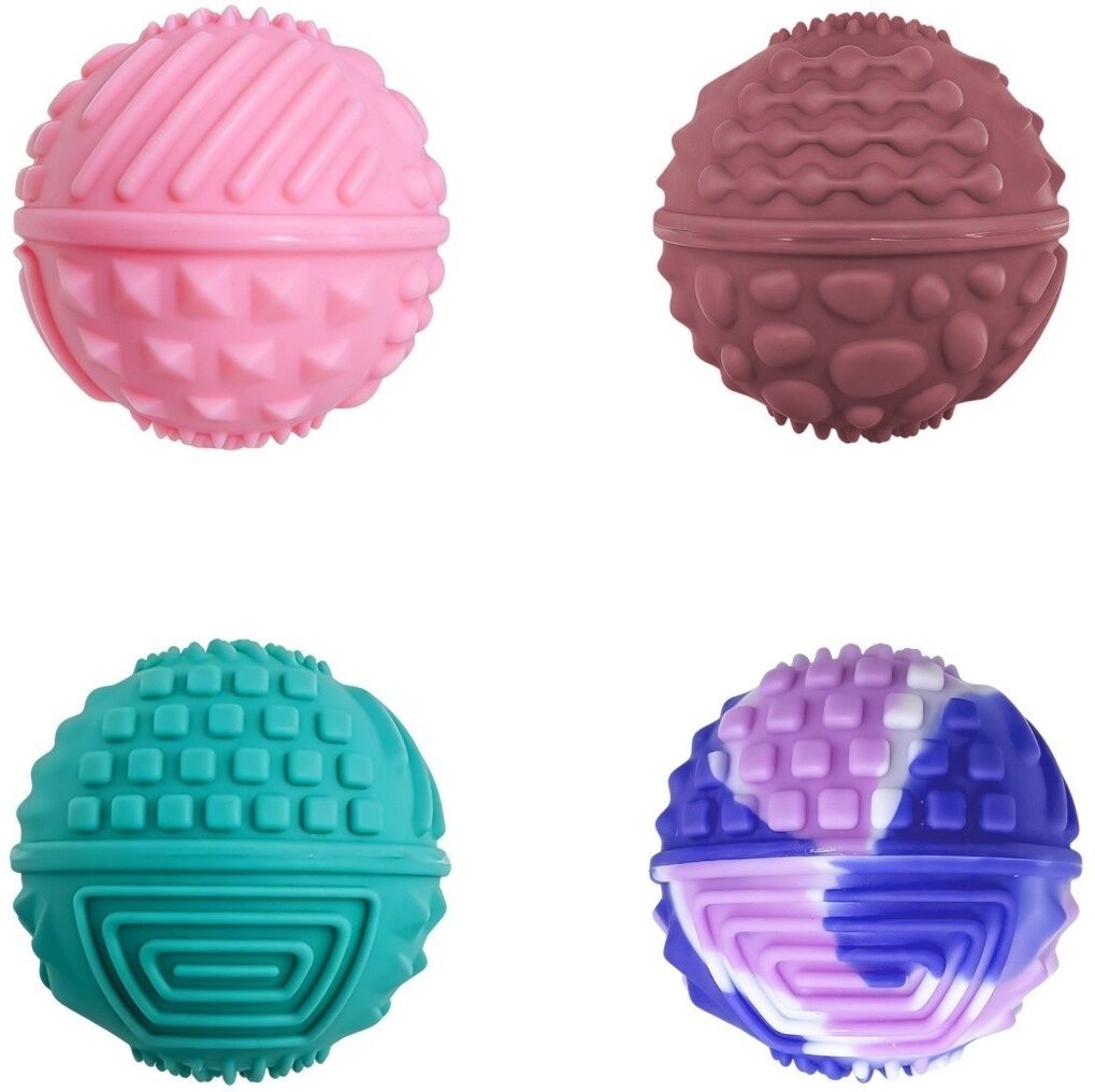 INF Silikon Magnetische Sensorikbälle (4er-Pack) — Weiche taktile Fidget-Kugeln für Stressabbau, Fingermassage und Konzentration