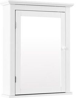 Costway Bathroom Mirror Cabinet Wall Mounted Adjustable Shelf Medicine Storage-White