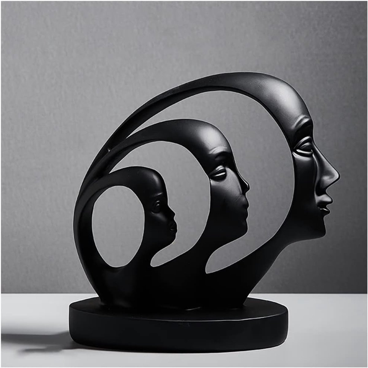 Abstracte Sculptuur Decor Zwart - Handgemaakt Hars Beeldje - Hoogte: 21 cm