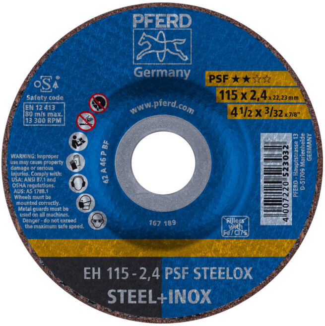 PFERD Disques à tronçonner EH 115-2,4 PSF STEELOX (61740326)