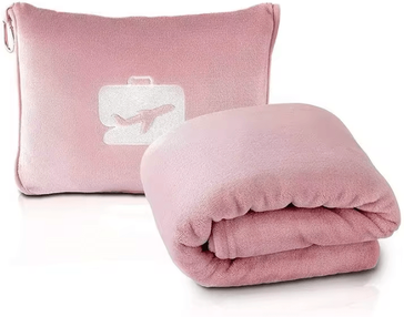 Inspire Curations Plush Travel Pillow And Blanket Set pink 1.27x1.52