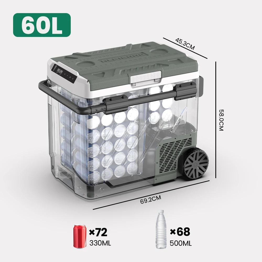 Mobile Auto Kühlbox und Gefrierbox - EZGW Kompressor Kühlbox - 60 L - 12/24 V DC & 100-240 V AC - -20 bis +20 °C - für Camping