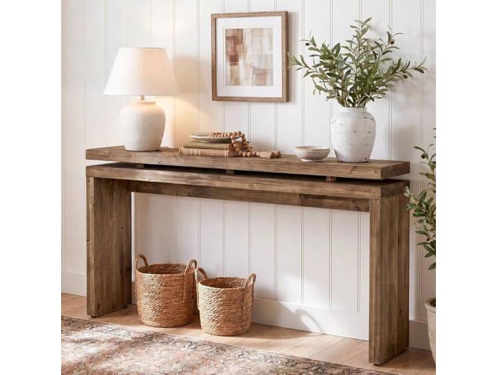 Table console - LITTLE TREE - Little Tree - 160×30×80 cm - Bois massif - Marron rustique