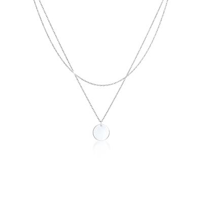 Gliederkette ELLI "Layering Plättchen Kreis Geo 925 Silber", silber, Halsketten, Damen, 42, ohne Stein, Silber 925 (Sterlingsilber), L: 42, Gliederkette