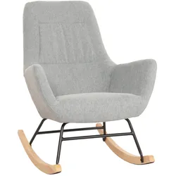 Mendler Schaukelstuhl HWC-N13, Schwingstuhl Relaxsessel Fernsehsessel, Massiv-Holz Metall Stoff/Textil 320g/m2 ~ grau-grün