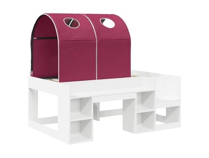 SKTQYQO Bett mit 3 Teilen Weiß Rot Holz Gestell mit Stauraum, Lattenrost aus Holz, max. 120 kg, für Zimmer