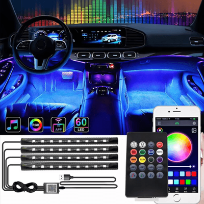 Inspire Picks Car Interior LED Ambient Light Strips Dashboard & Console Cold Light Atmosphere Lamps 72led Remote Usb