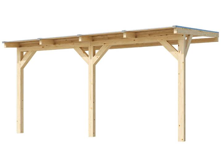 Terrassendach WEKA Terrassenüberdachung aus verzugssteifem Leimholz , beige (naturbelassen), B:348cm T:322cm, Fichtenholz, Polycarbonat (PC), Terrassenüberdachungen, Terrassendach, direkt farblich behandelbar, inkl. Befestigungs- und Dichtungsmaterial