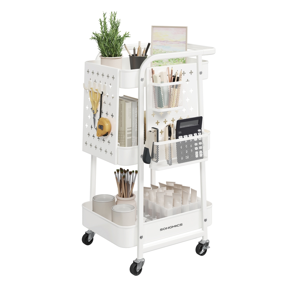 SONGMICS Rollwagen, Küchenwagen wolkenweiß LRC037W01