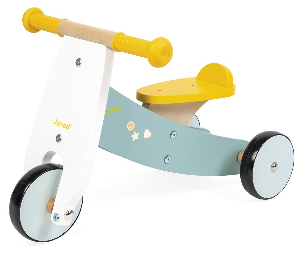 Janod Houten Driewieler Happy Garden - Kinderloopfiets, meerkleurig, zithoogte: 23 cm