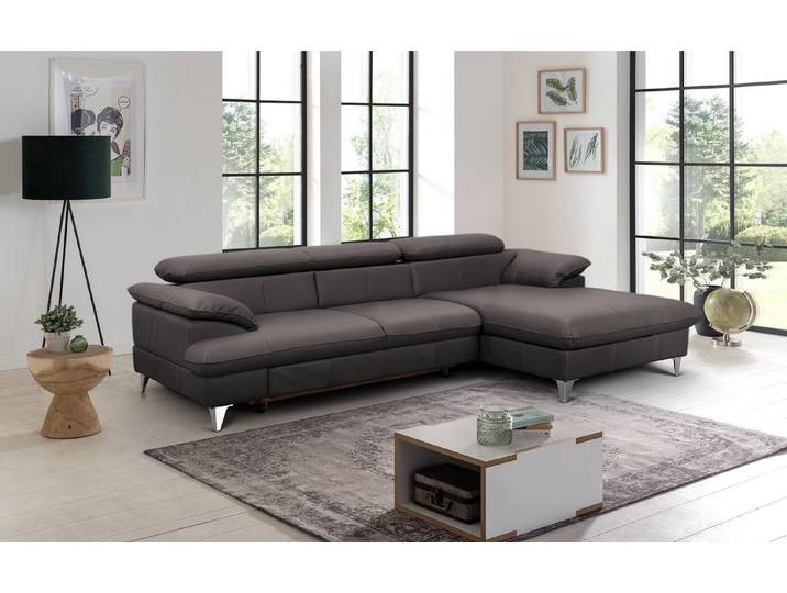 COTTA Ecksofa David Echtleder, Echtleder mit Schlaffunktion & Bettkasten