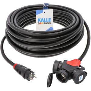 Kalle-das-Kabel Verlängerungskabel für außen IP54, Schutzkontakt, Kabeltyp H07RN-F aus Gummi, schwarz, 10 m