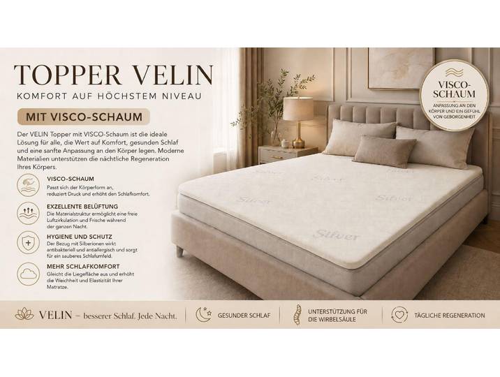 Kaiser Möbel Topper aus thermoelastischem VISCO-Schaum, 4 cm, 120x200 cm, VELIN