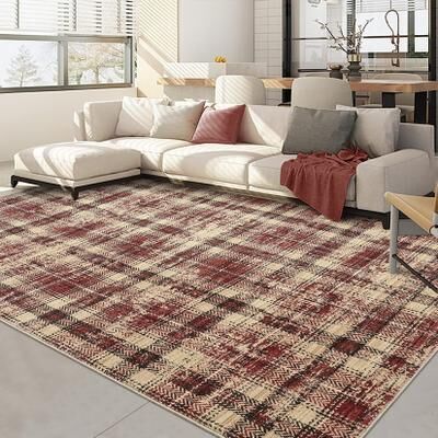 "Garvee Modern 8'x10'Area Rug,Irregular Grid Thin Low Pile Area Rug - 2'3"" x 12' Runner"