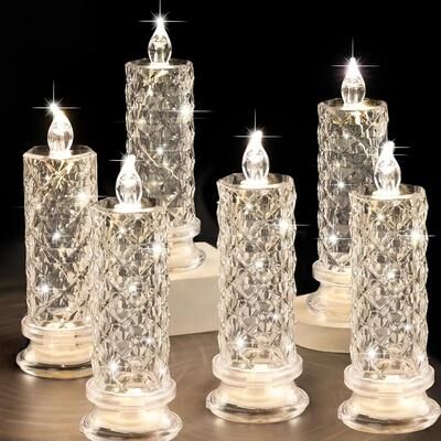 Uplift Treasures Crystal LED Flameless Lantern Candle For Home And Holiday Decor b 8 pack