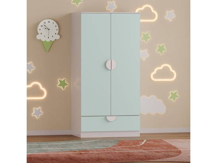 Armoire pour enfants Sandnes 123 x 60 x 40 cm blanc vert menthe