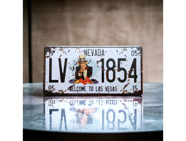 Plaque publicitaire de style Plaque d'immatriculation avec l'inscription Nevada - Lv 1854 - Welcome to Las Vegas
