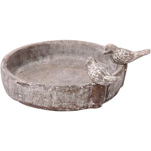 dobar Vogeltränke Pool Oase groß, 12971, Ø 24,5 cm, freistehend, mit Dekovogel, aus Zement