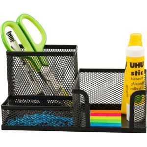 Böttcher-AG Schreibtisch-Organizer Premium Mesh Line, aus stabilem Metallgeflecht, 3 Fächer, schwarz