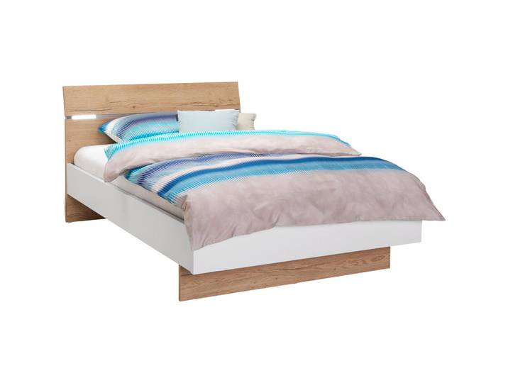 Hom`in Bett, Weiß, Eiche, 120x200 cm, Kinderzimmer & Jugendzimmer, Kindermöbel, Kinderbetten, Kindereinzelbetten
