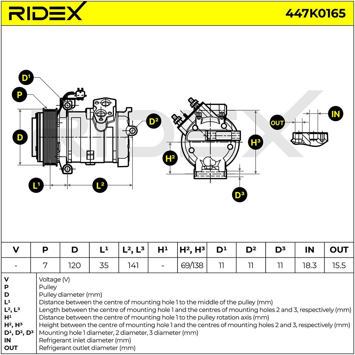 RIDEX 447K0165 Air conditioning compressor