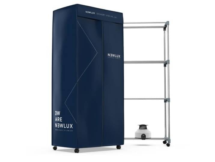 Newlux - Séchoir à Linge Électrique Portable Secadry (1200W) avec Lumière UV pour Désinfecter. Capacité 15Kg\, Temp. 180min\, 4 Niveaux. Séchoir par Ventilation idéal comme Armoire et Séchoir\, Bleu