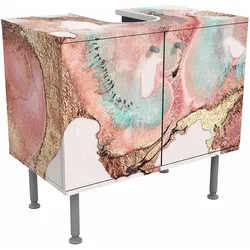 WASCHBECKENUNTERSCHRANK Goldenes Aquarell Rosé 60/55/35 cm