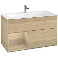 Villeroy und Boch Finion Waschtischunterschrank F030PCPC 99,6x59,1x49,8cm, Regal links Oak Veneer, Oak Veneer