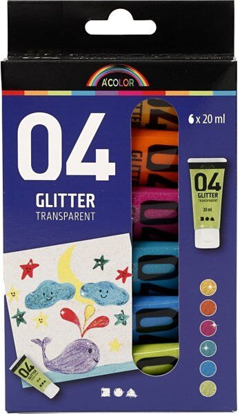 Creativ Company Akrylmaling   6x20ml   Glitter   Ass.