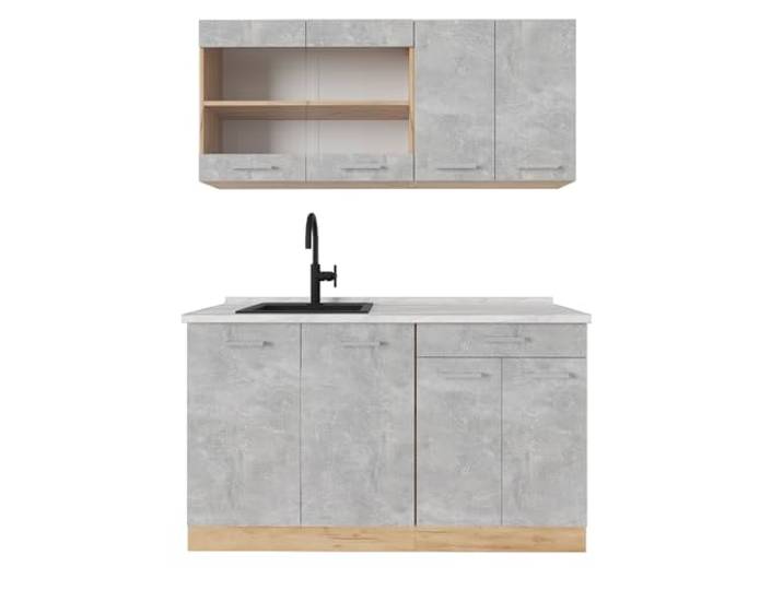 Vicco Single küche R-Line, Beton/Goldkraft Eiche, 140 cm