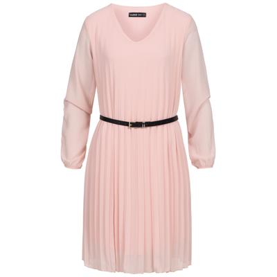 Shirtkleid CLOUD 5IVE "CLOUD 5IVE Cloud 5ive Pleated Dress with belt", Damen, Gr. XXL, US-Größen, rosa (rose), 100% Polyester, unifarben, normal, Kleider Shirtkleid