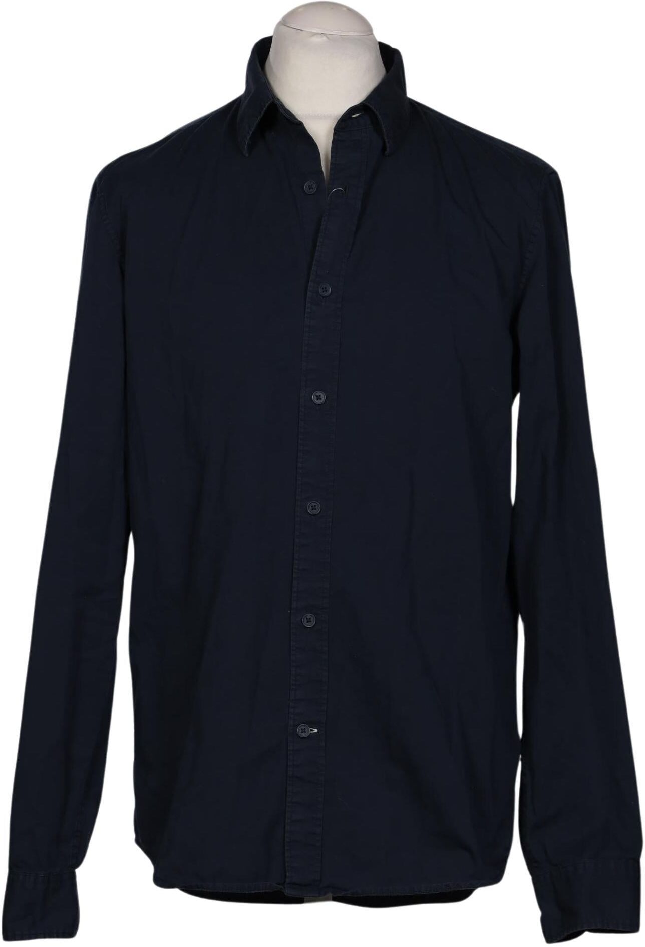 Pull & Bear Herren Hemd, Marineblau, Gr. L, Baumwolle - Second Hand
