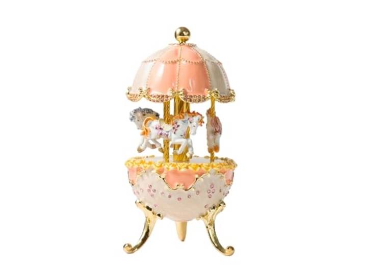 VNCdfhETs Dekorative Spieluhr Metall Uhrwerk Spieluhr Emaille Karussell Phonograph Kreative Ornamente Musikalisches Erinnerungsstück(Pink)