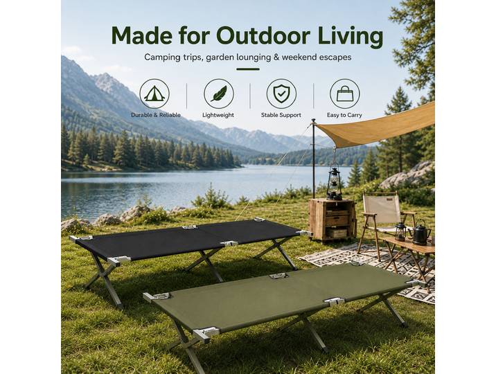 Lit de camping, lit pliant portable, lit de tente ultra-léger et compact pour le camping, les voyages, la randonnée