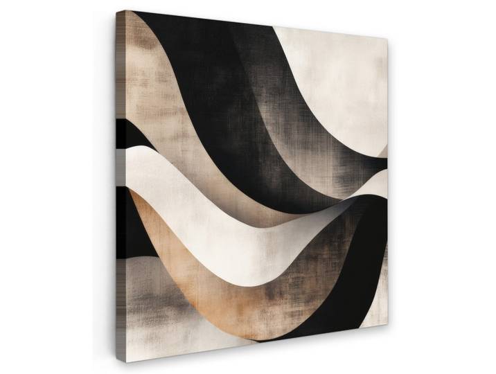 LEINWANDBILD Abstrakt - Wellen - Schwarz - Verwittert Wandbild Wohnzimmer 50x50 cm