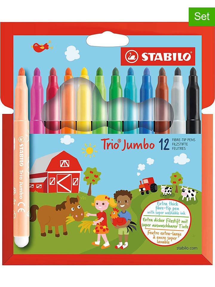 2er-Set: Dicke-Filzstifte "STABILO Trio Jumbo" - 2 x 12 Stück - onesize