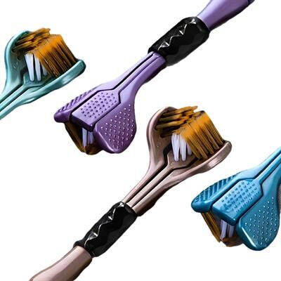 Friendly Fresh Finds Ergonomic Manual Toothbrush Set With Soft Grip Handle, Golden Volcanic Bristles, Replacement Brush Heads For Adults Ergonomic Manual Toothbrush Set With Soft Grip Handle, Golden Volcanic Bristles, Replacement Brush Heads For Adults