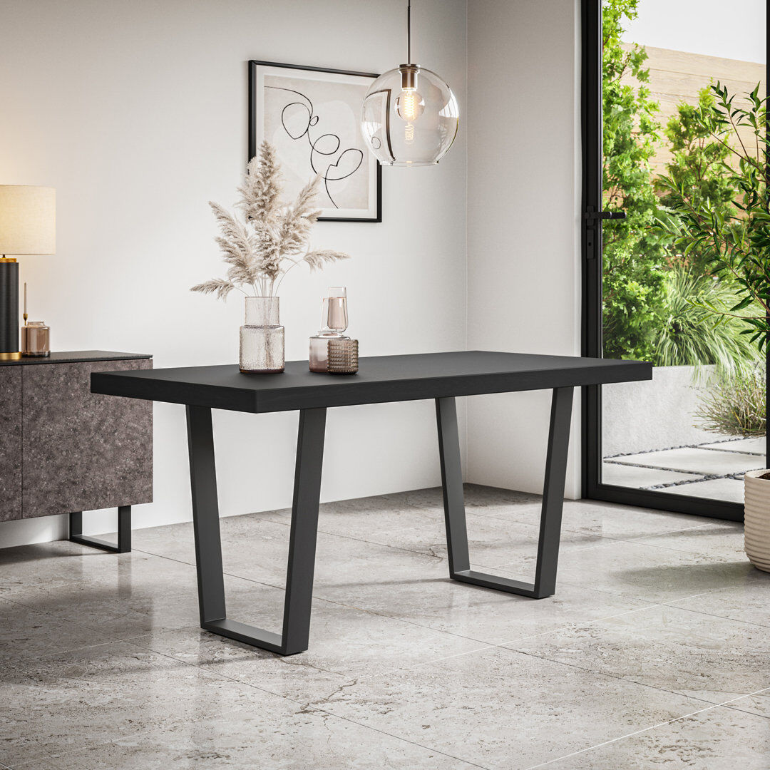 17 Stories Shardul Dining Table Modern Table w Black Legs Black