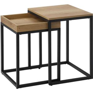 Vasagle Beistelltisch LNT02N, braun, aus Metall / Holz, rechteckig, 2er Set