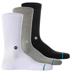 STANCE Unisex Socken 3er Pack - Icon, Logo, Basic, Crew Socken Schwarz/Grau/Weiß / 38-42