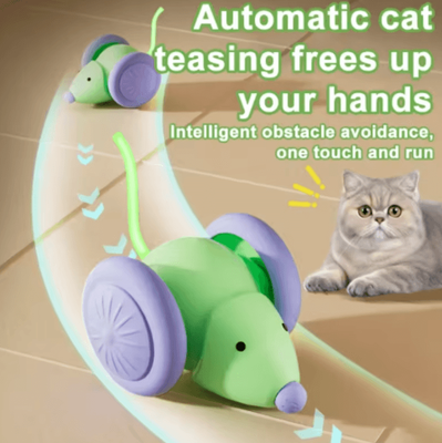 Inspire Curations ZoomMouse Electric Interactive Cat Toy Car With Smart Obstacle Avoidance ZoomMouse Electric Interactive Cat Toy Car With Smart Obstacle Avoidance