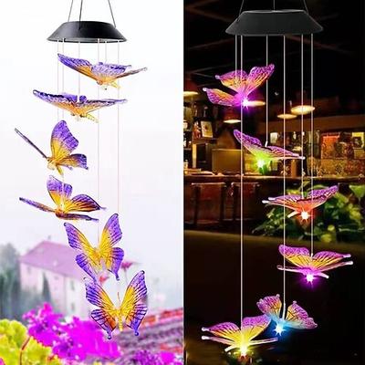 1 pc outdoor solar schmetterling windspiel licht hof garten terrasse balkon landschaft licht atmosphäre dekoration licht