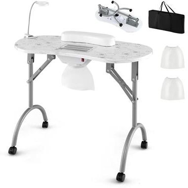 Folding Manicure Table Portable Nail Desk with Dust Collector LED Lamp