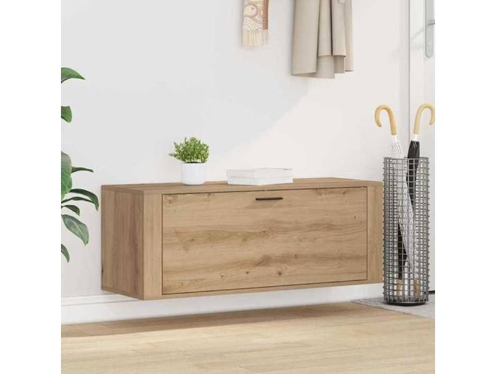 SALE 2026  Meuble à chaussures Marron - Cabinet à chaussures chêne artisanal 100x35x38cm PRO894093079