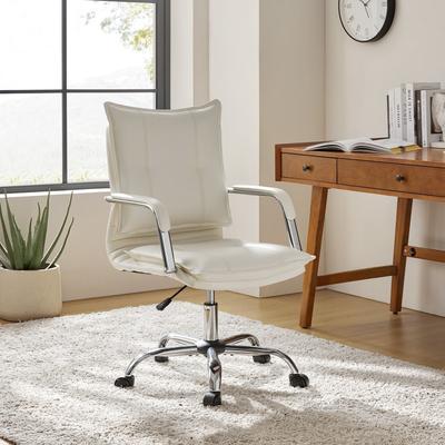 HULALA HOME Zarina Modern Faux Leather Swivel Office Chair Desk Chair with Wheels Height-adjustable