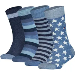 TOMMY HILFIGER Kinder Socken, 4er Pack - Stripe & Stars Only Sock 4P, ECOM Blau / 27-30