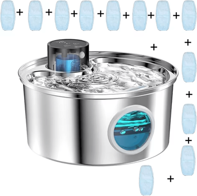 Inspire Curations Cordless Motion Sensor Stainless Steel Cat Water Fountain pet Water 12chip
