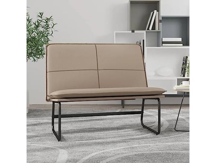 TEKGHUT Sitzbank Kunstleder Cappuccino-Braun 100x75x76 cm mit Metallgestell Metallgestell, rutschfeste O-Form Beine, schmutzabweisendes Kunstleder, pflegeleichte Oberfläche