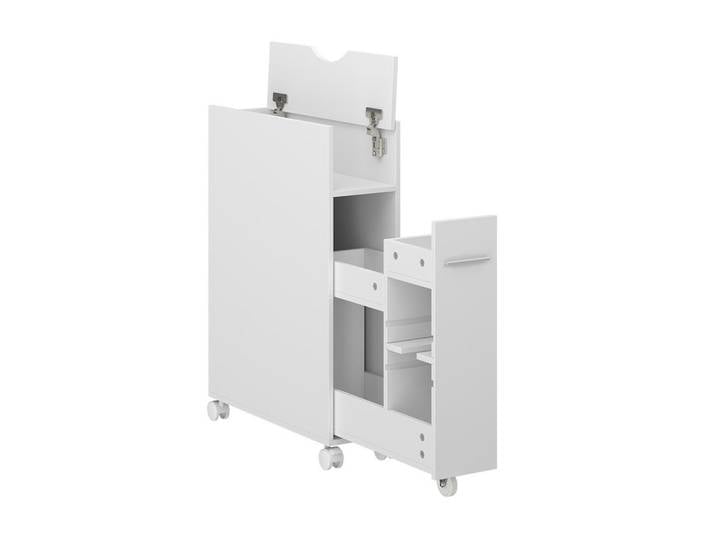 Vicco Toilettenschrank Niva Weiß 18 x 71.3 cm mit ausziehbarem Fach, Holzwerkstoff, Rechteckig, 18x71.3x50 cm, Badezimmer, Badezimmerschränke, Midischränke