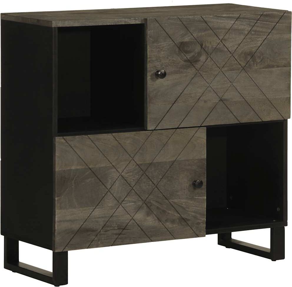 vidaXL Aparador negro 80x33x75 cm madera maciza mango Negro